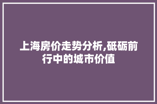 上海房价走势分析,砥砺前行中的城市价值