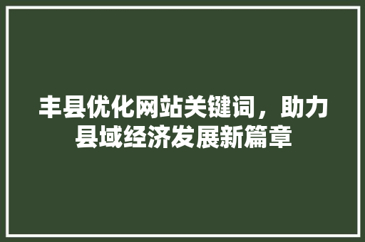 丰县优化网站关键词，助力县域经济发展新篇章