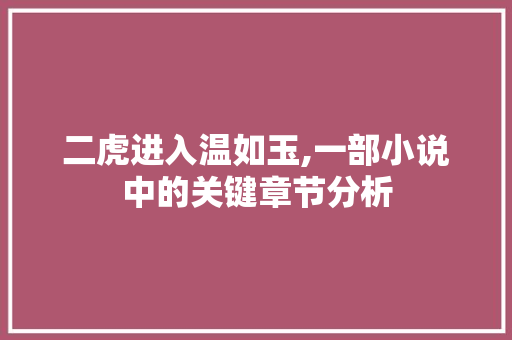二虎进入温如玉,一部小说中的关键章节分析