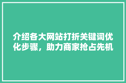 介绍各大网站打折关键词优化步骤，助力商家抢占先机