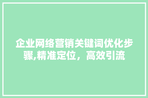 企业网络营销关键词优化步骤,精准定位，高效引流