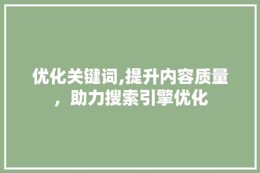 优化关键词,提升内容质量，助力搜索引擎优化