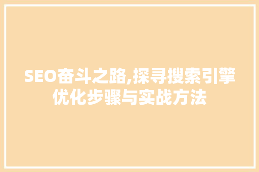 SEO奋斗之路,探寻搜索引擎优化步骤与实战方法