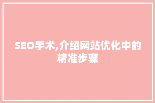 SEO手术,介绍网站优化中的精准步骤