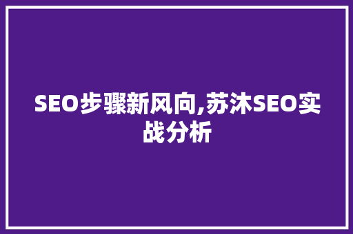 SEO步骤新风向,苏沐SEO实战分析