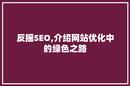 反摇SEO,介绍网站优化中的绿色之路