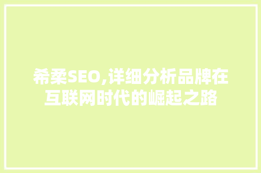 希柔SEO,详细分析品牌在互联网时代的崛起之路 希柔SEO,详细分析品牌在互联网时代的崛起之路