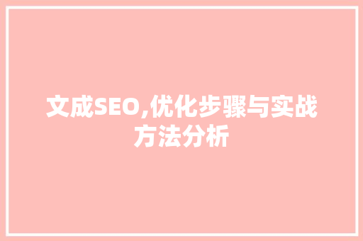 文成SEO,优化步骤与实战方法分析 文成SEO,优化步骤与实战方法分析