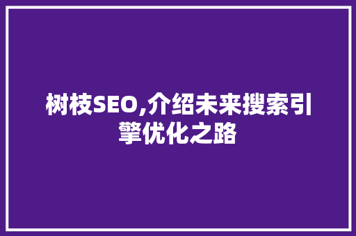 树枝SEO,介绍未来搜索引擎优化之路