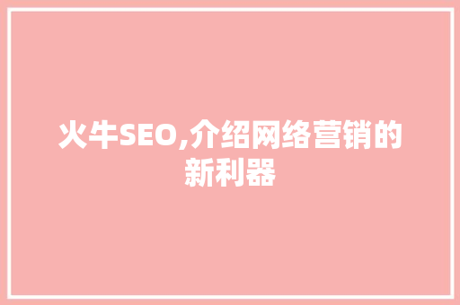 火牛SEO,介绍网络营销的新利器