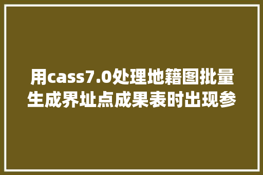 用cass7.0处理地籍图批量生成界址点成果表时出现参数类型错误应该怎样处理_成果电脑配置怎么看的