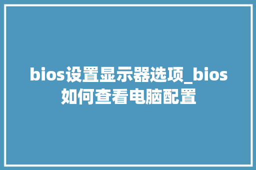 bios设置显示器选项_bios如何查看电脑配置