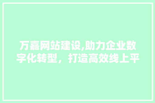 万嘉网站建设,助力企业数字化转型，打造高效线上平台