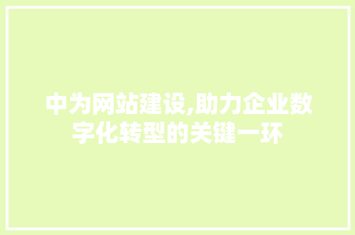 中为网站建设,助力企业数字化转型的关键一环