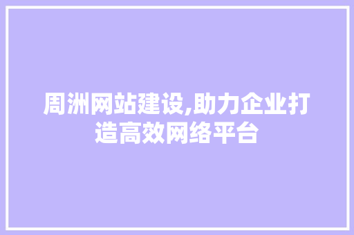 周洲网站建设,助力企业打造高效网络平台