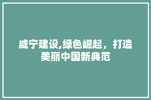 咸宁建设,绿色崛起，打造美丽中国新典范