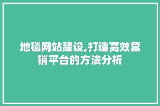 地毯网站建设,打造高效营销平台的方法分析 电脑基础