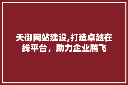 天御网站建设,打造卓越在线平台,助力企业腾飞 天御网站建设,打造卓越在线平台,助力企业腾飞