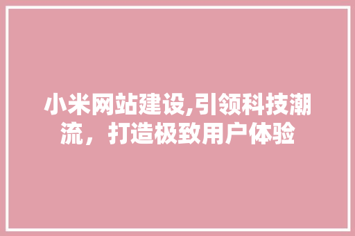 小米网站建设,引领科技潮流，打造极致用户体验