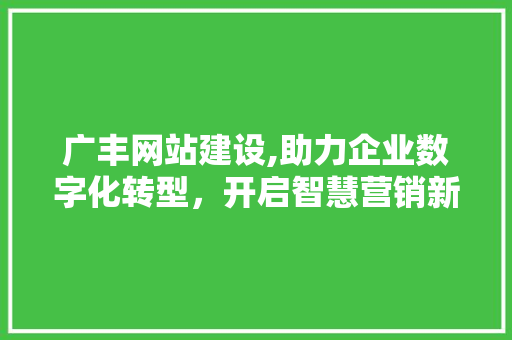 广丰网站建设,助力企业数字化转型，开启智慧营销新篇章