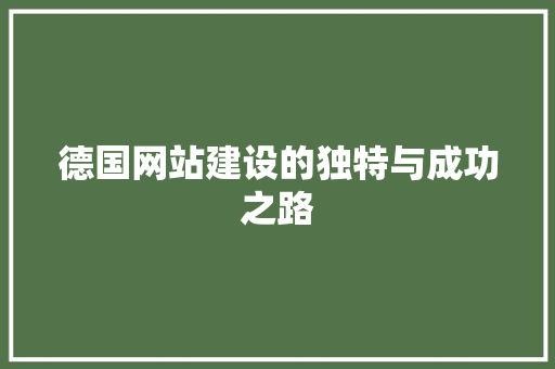 德国网站建设的独特与成功之路