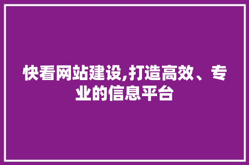 快看网站建设,打造高效、专业的信息平台