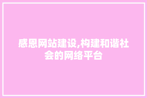 感恩网站建设,构建和谐社会的网络平台