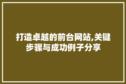 打造卓越的前台网站,关键步骤与成功例子分享