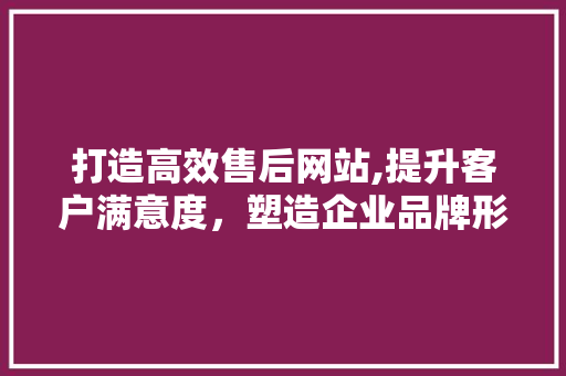 打造高效售后网站,提升客户满意度，塑造企业品牌形象