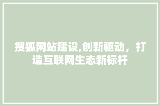 搜狐网站建设,创新驱动,打造互联网生态新标杆 搜狐网站建设,创新驱动,打造互联网生态新标杆