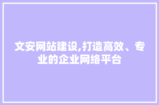 文安网站建设,打造高效、专业的企业网络平台 文安网站建设,打造高效、专业的企业网络平台