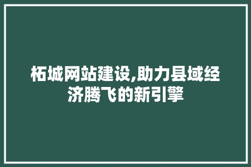 柘城网站建设,助力县域经济腾飞的新引擎