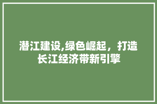 潜江建设,绿色崛起，打造长江经济带新引擎