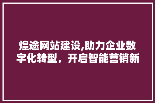 煌途网站建设,助力企业数字化转型,开启智能营销新篇章 煌途网站建设,助力企业数字化转型,开启智能营销新篇章