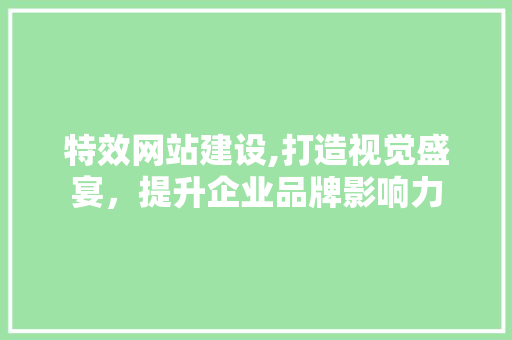 特效网站建设,打造视觉盛宴,提升企业品牌影响力 特效网站建设,打造视觉盛宴,提升企业品牌影响力