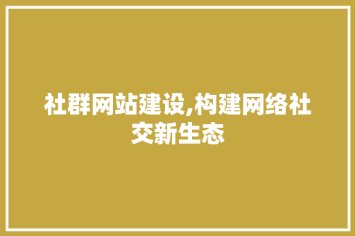 社群网站建设,构建网络社交新生态
