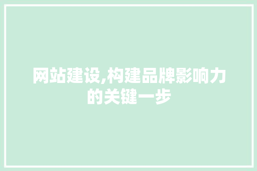 网站建设,构建品牌影响力的关键一步