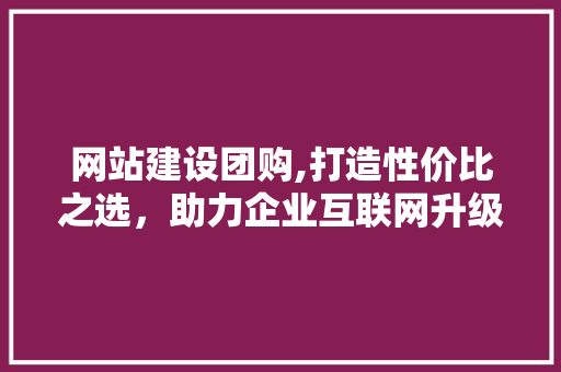 网站建设团购,打造性价比之选，助力企业互联网升级