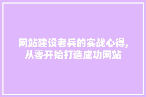 网站建设老兵的实战心得,从零开始打造成功网站