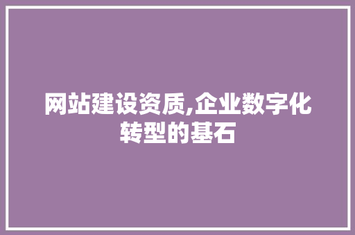 网站建设资质,企业数字化转型的基石
