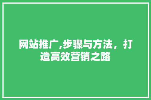 网站推广,步骤与方法，打造高效营销之路