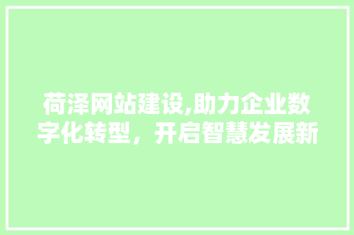 荷泽网站建设,助力企业数字化转型，开启智慧发展新篇章