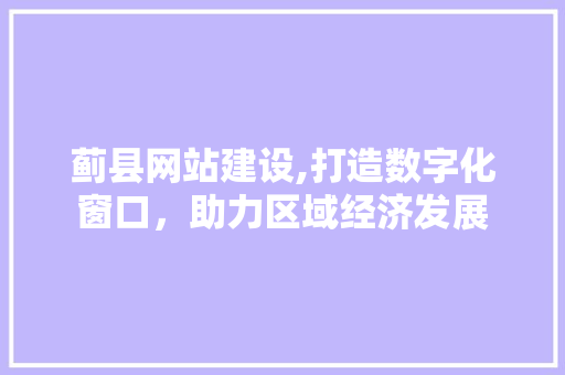 蓟县网站建设,打造数字化窗口，助力区域经济发展