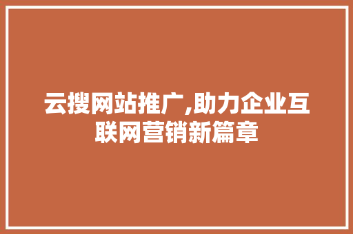云搜网站推广,助力企业互联网营销新篇章
