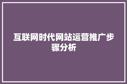 互联网时代网站运营推广步骤分析