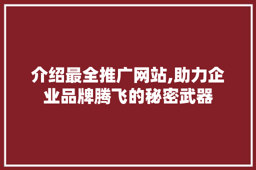 介绍最全推广网站,助力企业品牌腾飞的秘密武器