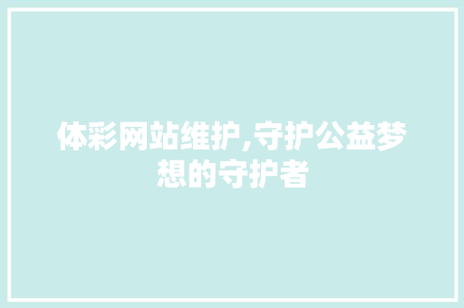 体彩网站维护,守护公益梦想的守护者