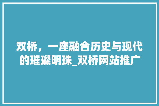 双桥，一座融合历史与现代的璀璨明珠_双桥网站推广纪实