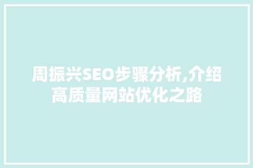 周振兴SEO步骤分析,介绍高质量网站优化之路