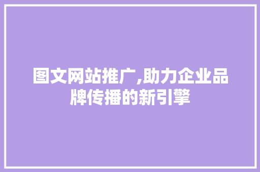 图文网站推广,助力企业品牌传播的新引擎